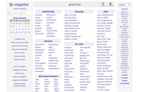 <b>craigslist</b> provides local classifieds and forums for jobs, housing, for sale, services, local community, and events. . Craigslist green bay